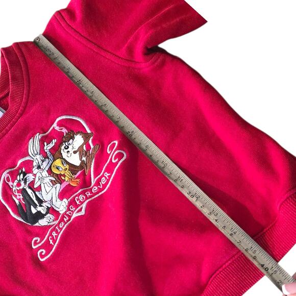 VTG Looney Tunes Friends Forever Sweater Girl sz 6 Warner Brother Red Pullover - Picture 7 of 7